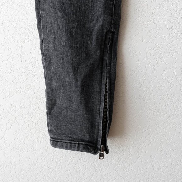 MNML Men’s Black Skinny Jeans Size 32 Ankle Zip Button Fly Streetwear Denim - Picture 3 of 7